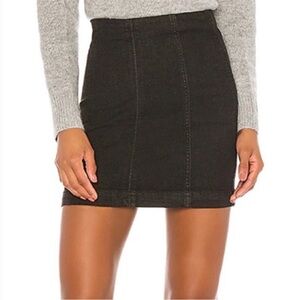 Free People Modern Femme Denim Stretch Skirt in Black